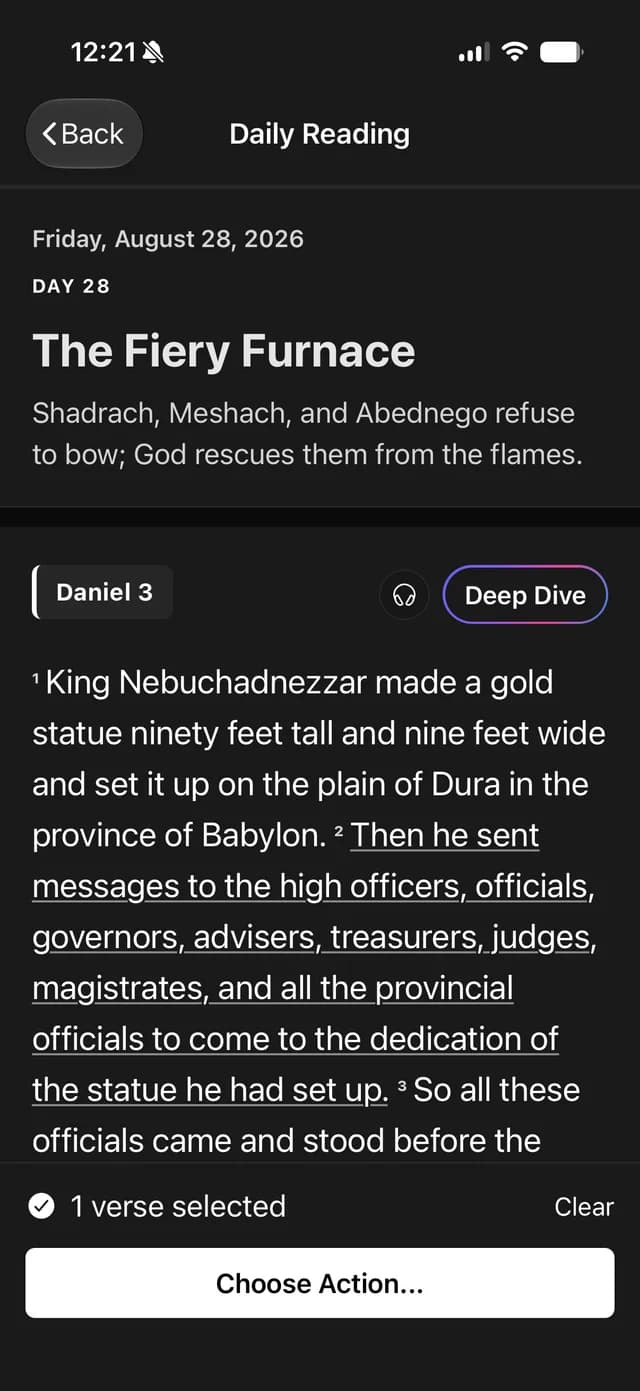 Today's reading in the Word of Life app