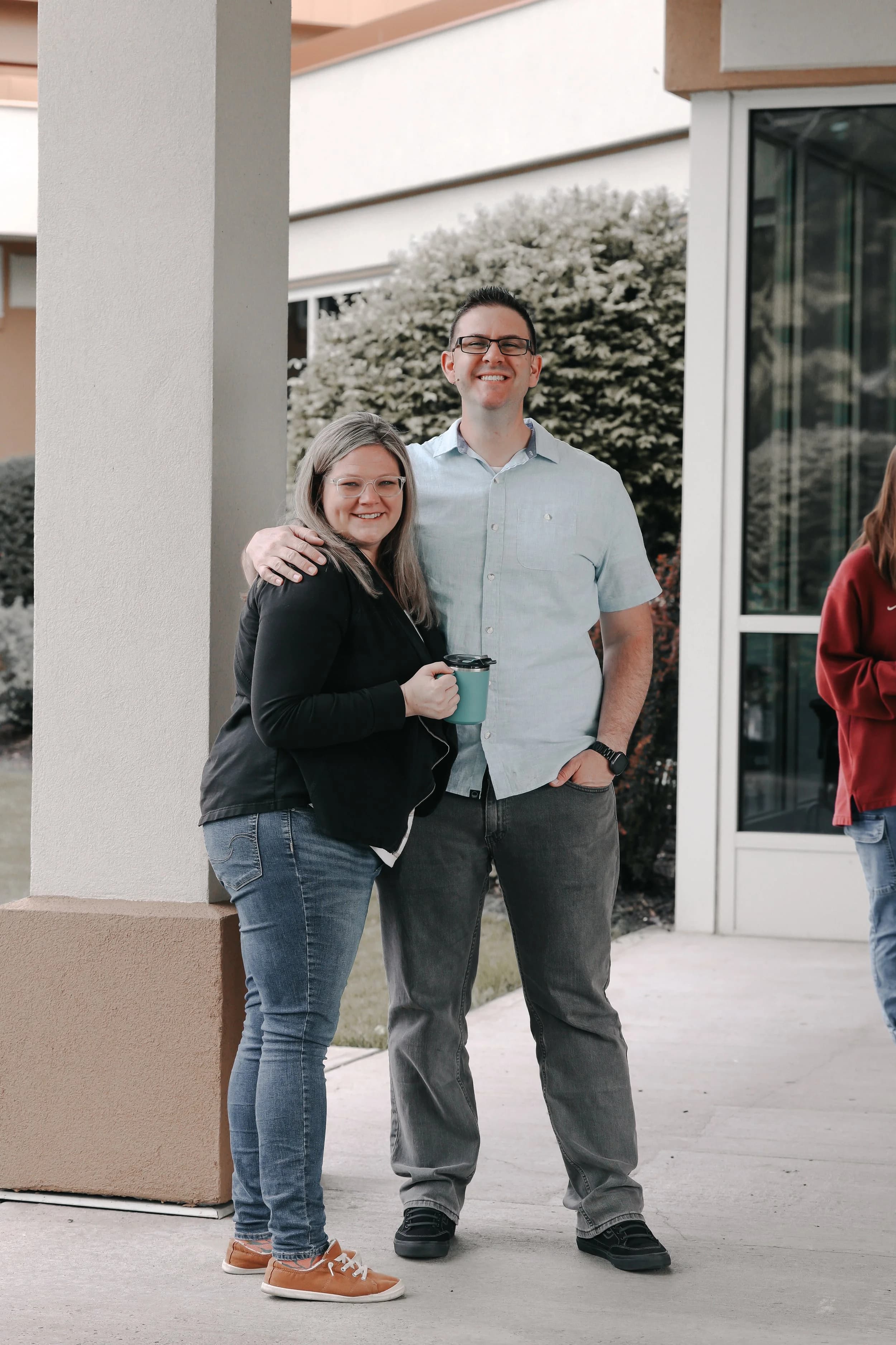Tom and Megan Wood smiling outdoors at Word of Life